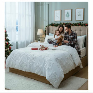 NEW 3 Pcs Winter Snowflake Full Comforter Cover Set 1 Duvet Shams zipper